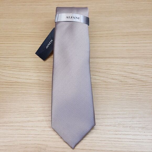 ALFANI Mens Neck Tie Solid Light Pink Textured Modern Classic - Picture 2 of 5